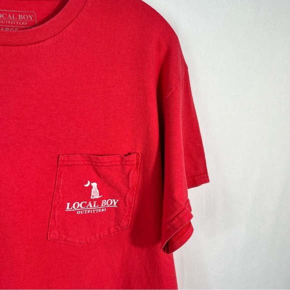 Local Boy Outfitters Red Swordfish Logo Short Sleeve Crewneck Pocket T-Shirt L - Picture 3 of 5